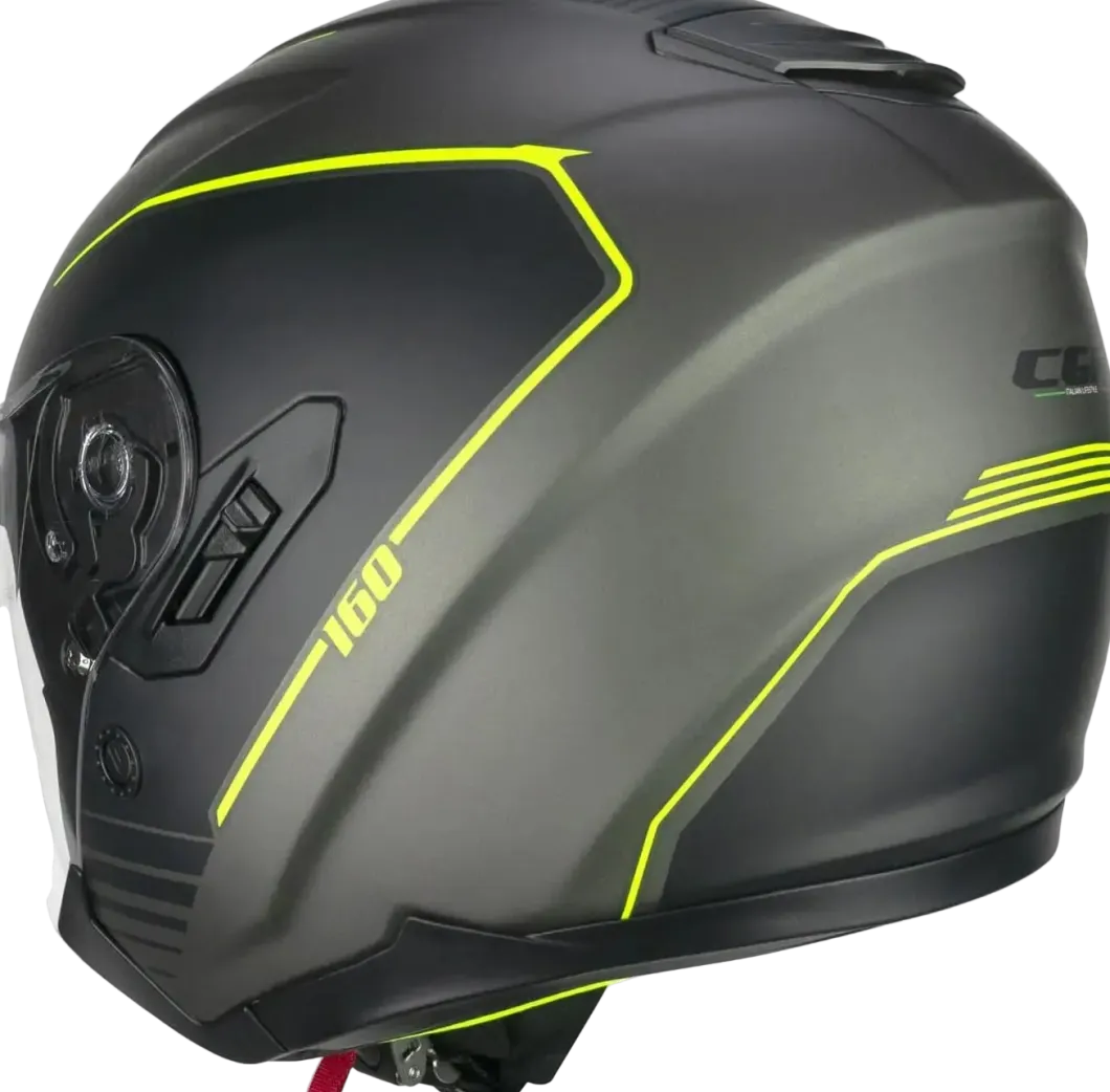 CGM 160G JAD RIDE Motorcycle Jet Helmets Matt Graphite Fluorescent Yellow