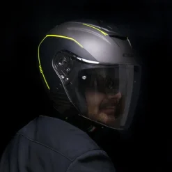 CGM 160G JAD RIDE Motorcycle Jet Helmets Matt Graphite Fluorescent Yellow