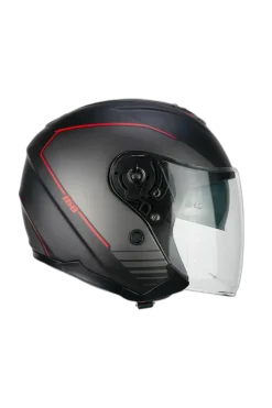 CGM 160G JAD RIDE Motorcycle Jet Helmets Black Red Matte