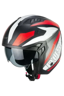 CGM 155G RUSH DUAL Jet Helmet Black Red Matt