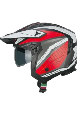 CGM 155G RUSH DUAL Jet Helmet Black Red Matt