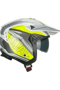 CGM 155G RUSH DUAL Jet Motorcycle Helmets White Fluo Yellow