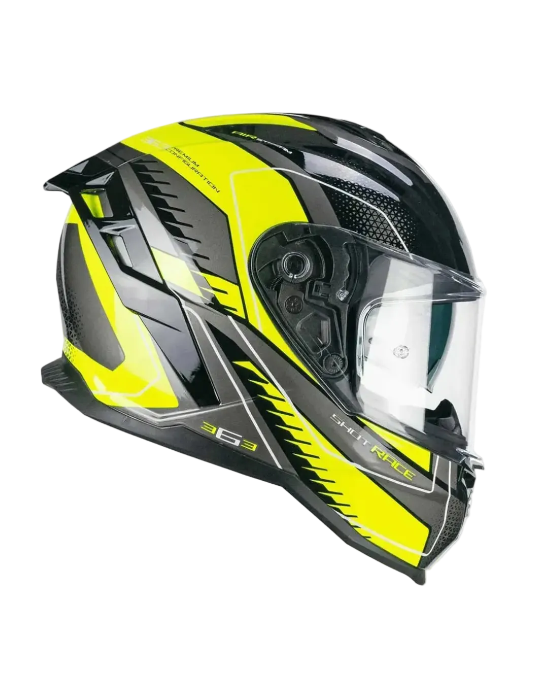 CGM 363G SHOT RACE Full Face Motorcycle Helmets Black Fluorescent Yellow