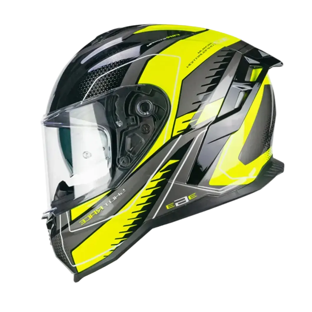 CGM 363G SHOT RACE Full Face Motorcycle Helmets Black Fluorescent Yellow