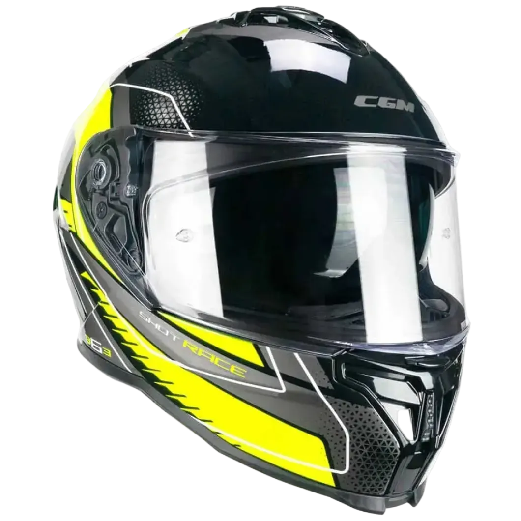 CGM 363G SHOT RACE Full Face Motorcycle Helmets Black Fluorescent Yellow