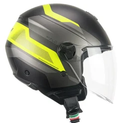 CGM 167K FLO CITY Cara Abierta Caschi Jet Lungo Nero Opaco E Giallo Fluorescente
