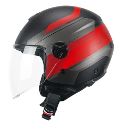CGM 167K FLO CITY Caschi jet Lungo Nero Opaco E Rosso