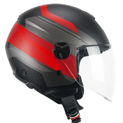 CGM 167K FLO CITY Caschi jet Lungo Nero Opaco E Rosso