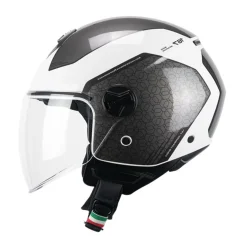 CGM 167L FLO BICO Urbano Abierto Jet Caschi Di Moto Lungo Bianco Grigio