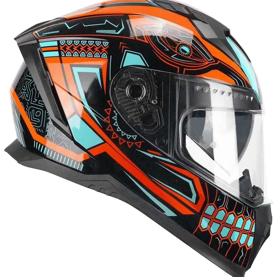 CGM - 311M BLAST MAYA Full Face Helmets Black Orange Light Blue