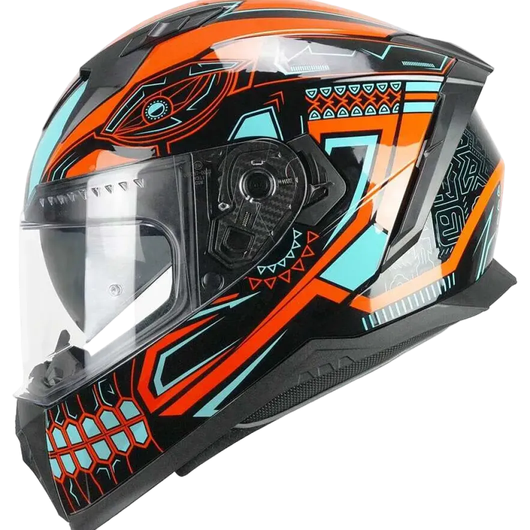 CGM - 311M BLAST MAYA Full Face Helmets Black Orange Light Blue