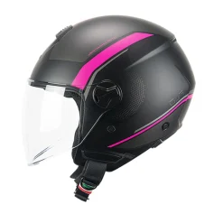 CGM 167M FLO DOT Caschi Jet Lungo Nero Fucsia Fluo