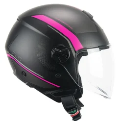 CGM 167M FLO DOT Caschi Jet Lungo Nero Fucsia Fluo