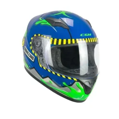 CGM 265R LUCKY BIO jet Casco infantil azul amarillo verde mate
