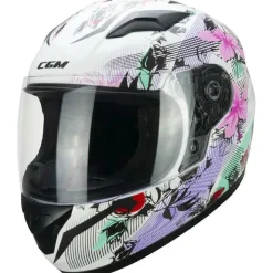 CGM 265S LUCKY MUSIC Moto Integral Casco Blanco Rosa