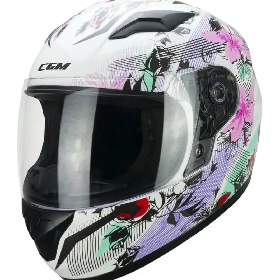 CGM 265S LUCKY MUSIC Moto Integral Casco Blanco Rosa