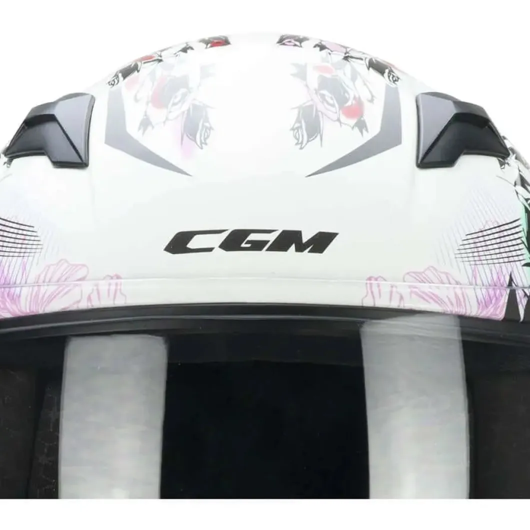 CGM 265S LUCKY MUSIC Moto Integral Casco Blanco Rosa
