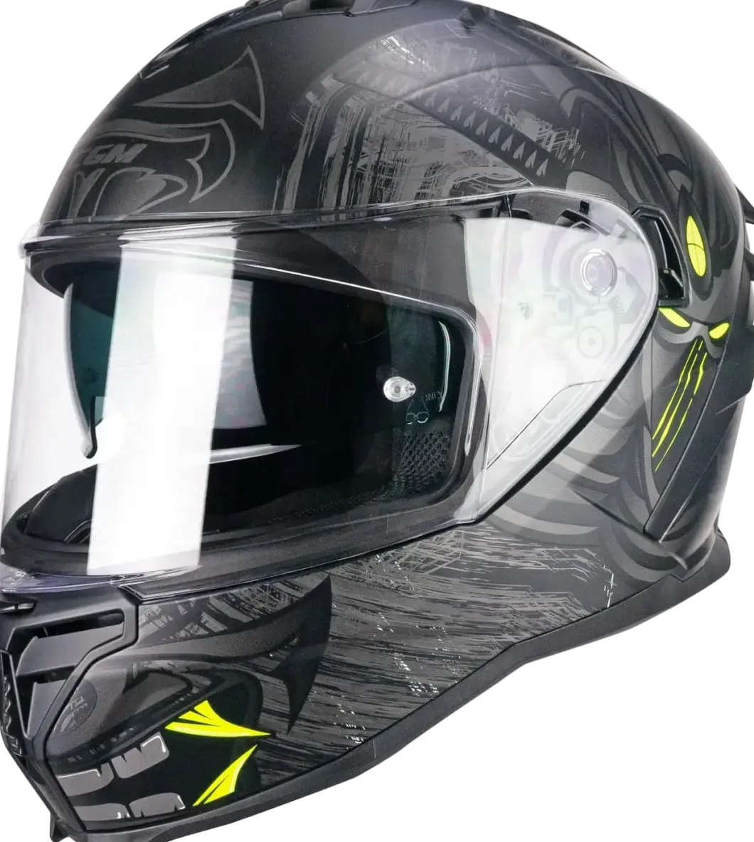 CGM 363S SHOT NIPPO Full Face Motorcycle Helmets Black Fluo Yellow Mate