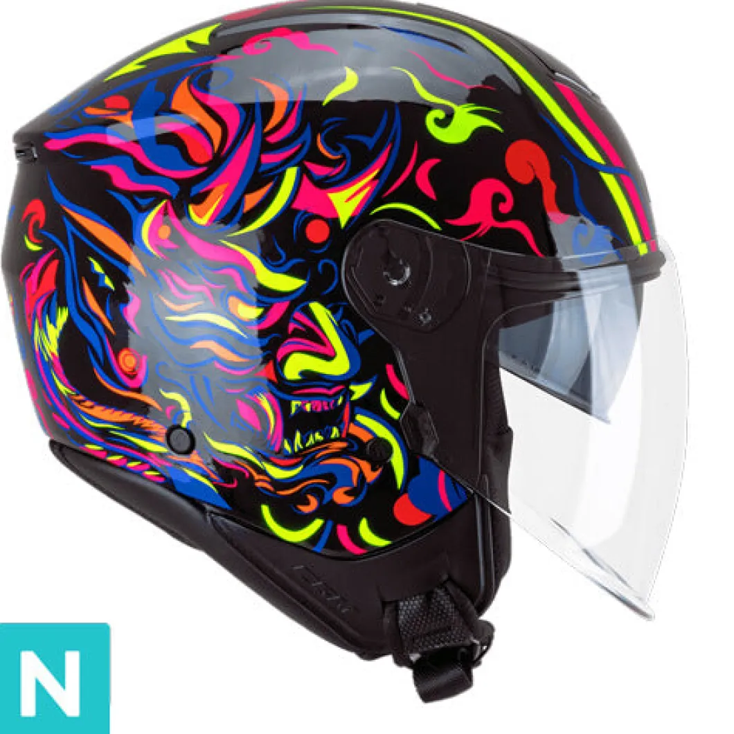 CGM 126S 126S IPE DEMON Caschi Di Moto Nero Blu Rosso E Giallo