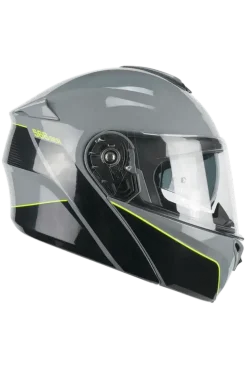 CGM 568X BER CITY Modular Motorcycle Helmets Black Grey Fluorescent Yellow