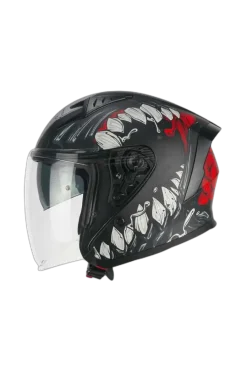 CGM 127X DEEP FREAKER Motorcycle Jet Helmets Black Red Matte