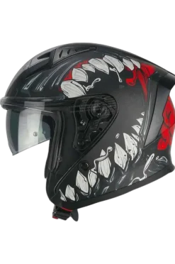 CGM 127X DEEP FREAKER Motorcycle Jet Helmets Black Red Matte
