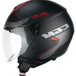 CGM 167X FLO TECH Motorcycle Jet Helmets Black Red