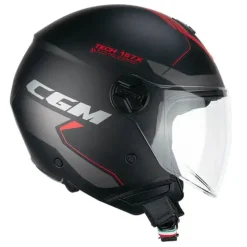 CGM 167X FLO TECH Motorcycle Jet Helmets Black Red