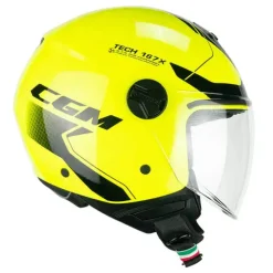 CGM 167X FLO TECH Motorcycle Jet Helmets Fluorescent Yellow Black