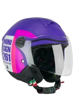 CGM - 261X MINI SIGN Open Face Jet Motorcycle Helmets Purple Pink