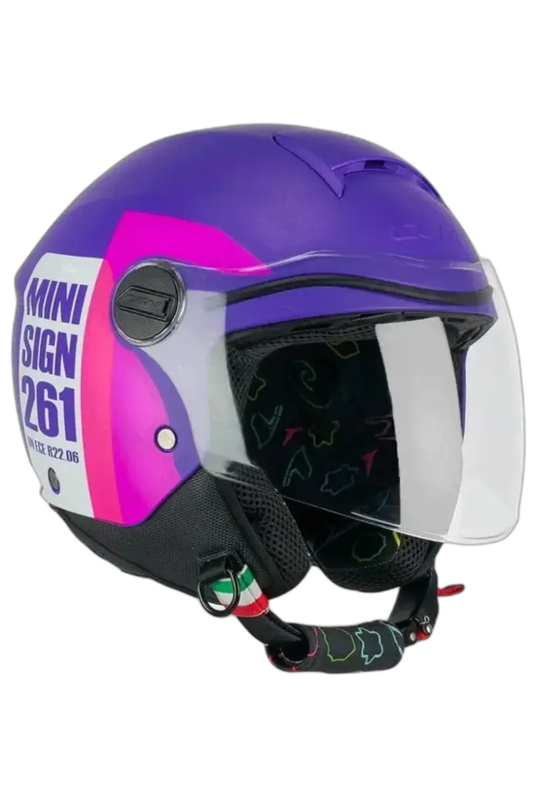 CGM - 261X MINI SIGN Open Face Jet Motorcycle Helmets Purple Pink