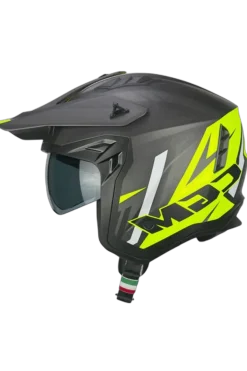 CGM 155X RUSH SPRINT Motorcycle Jet Helmets Graphite Fluorescent Yellow Matte