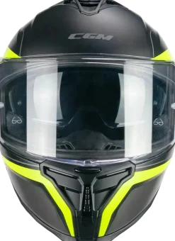 CGM 363X SHOT RUN Full Face Motorcycle Helmets Black Fluorescent Yellow Matte