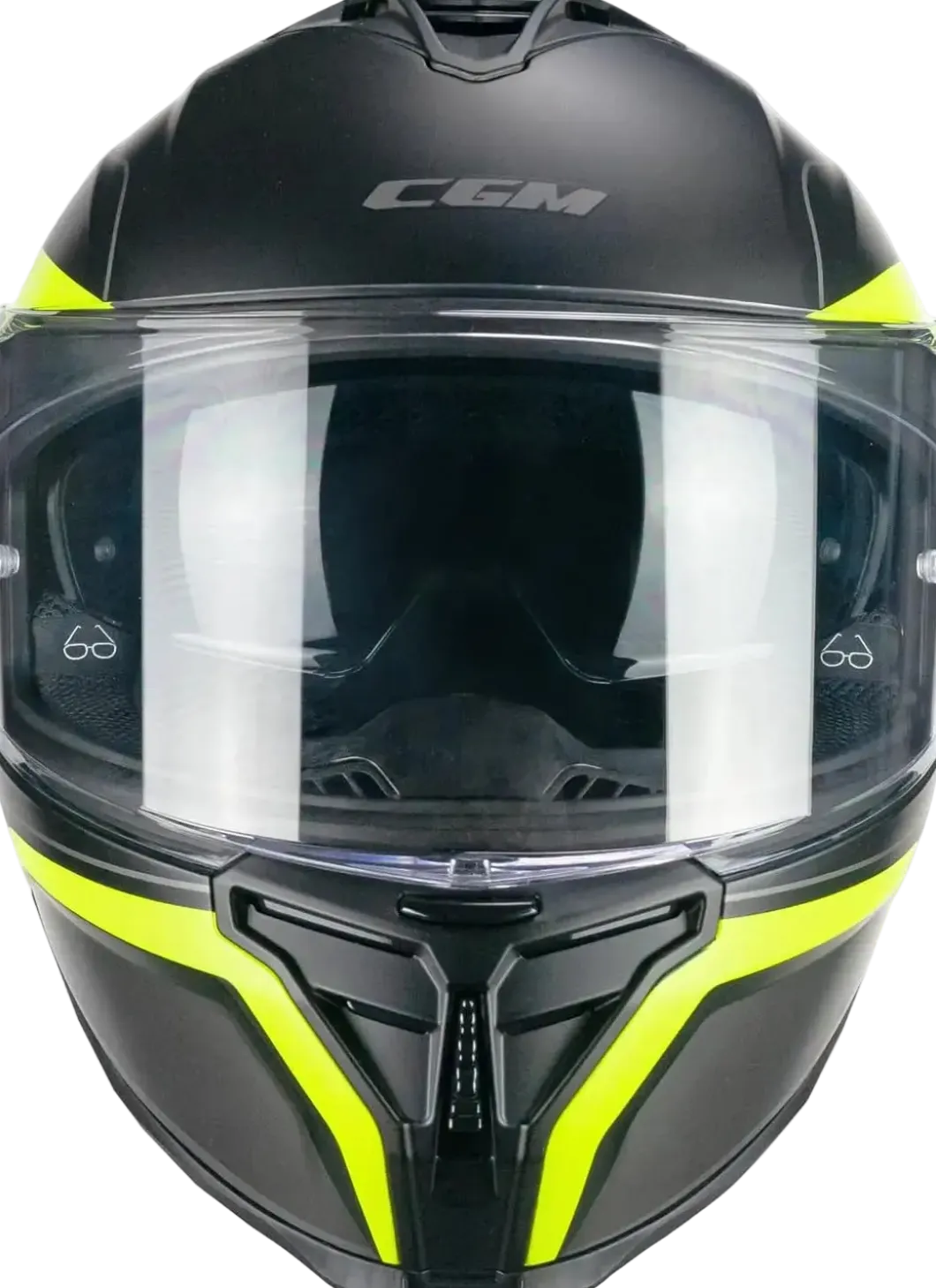 CGM 363X SHOT RUN Full Face Motorcycle Helmets Black Fluorescent Yellow Matte