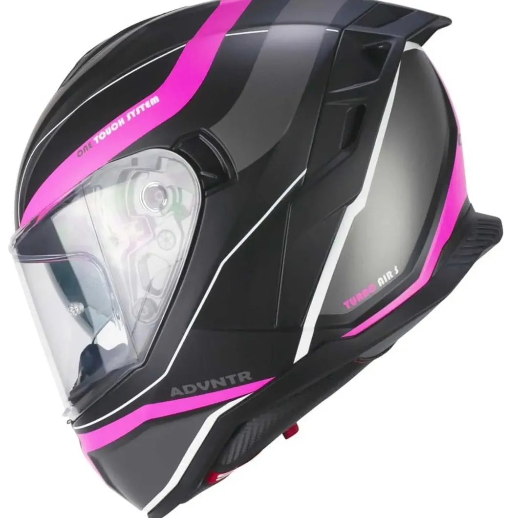 CGM 363X SHOT RUN Full Face Motorcycle Helmet Black Fuchsia Fluorescent Matte