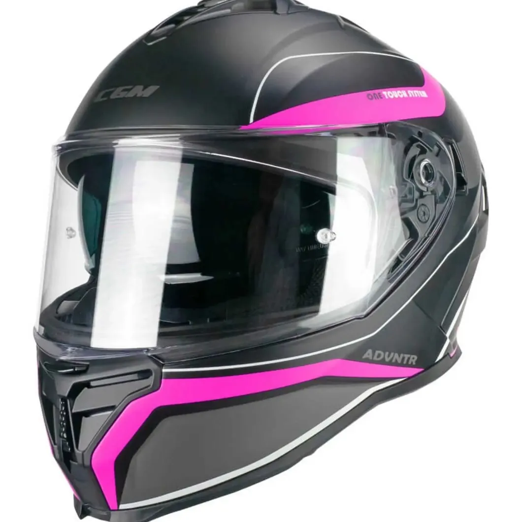 CGM 363X SHOT RUN Full Face Motorcycle Helmet Black Fuchsia Fluorescent Matte