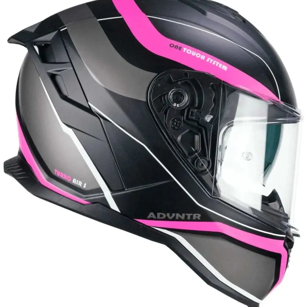 CGM 363X SHOT RUN Full Face Motorcycle Helmet Black Fuchsia Fluorescent Matte