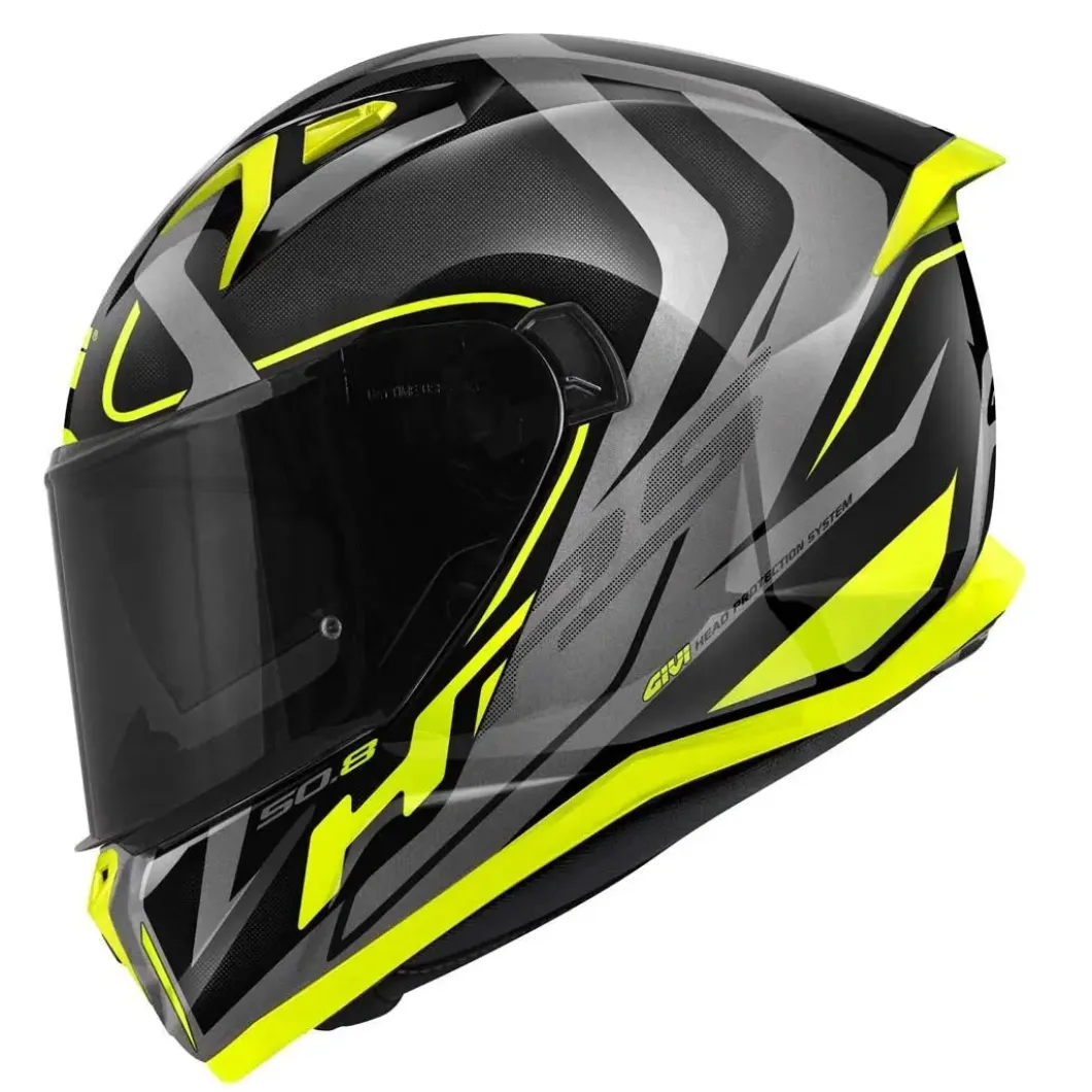 GIVI 50.8 Full Face Motorcycle Helmets Black Titanium Yellow