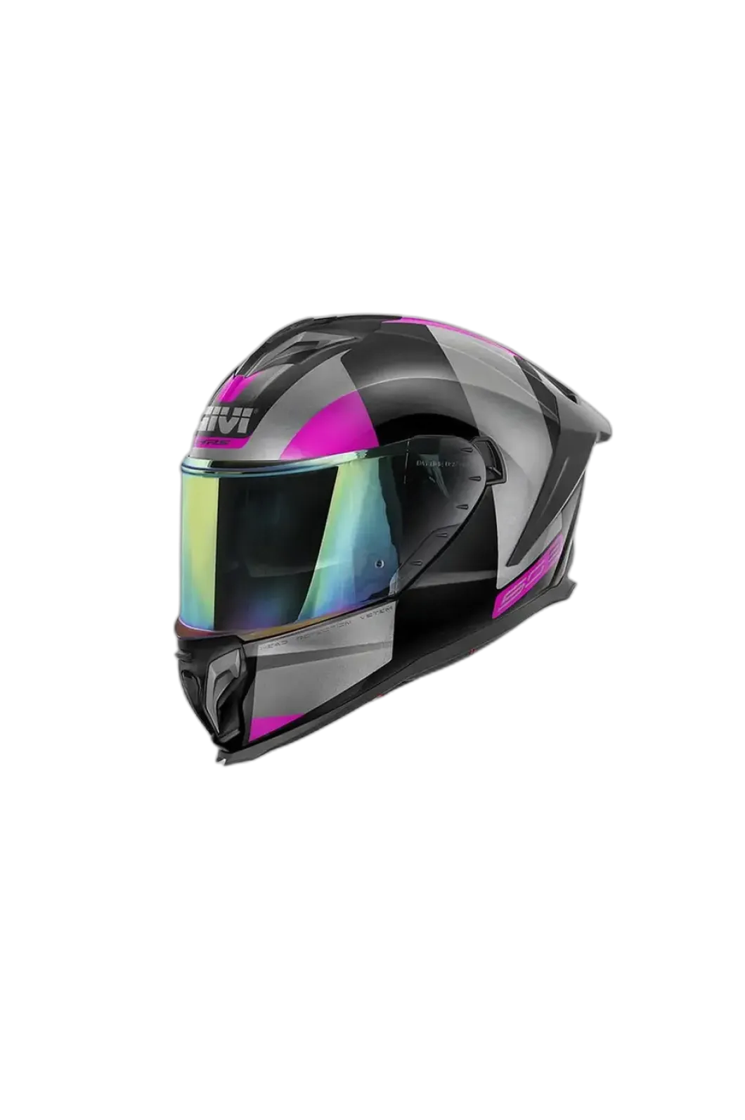 GIVI H503 VISION Full Face Motorcycle Helmet, Black, Titanium, Fuchsia