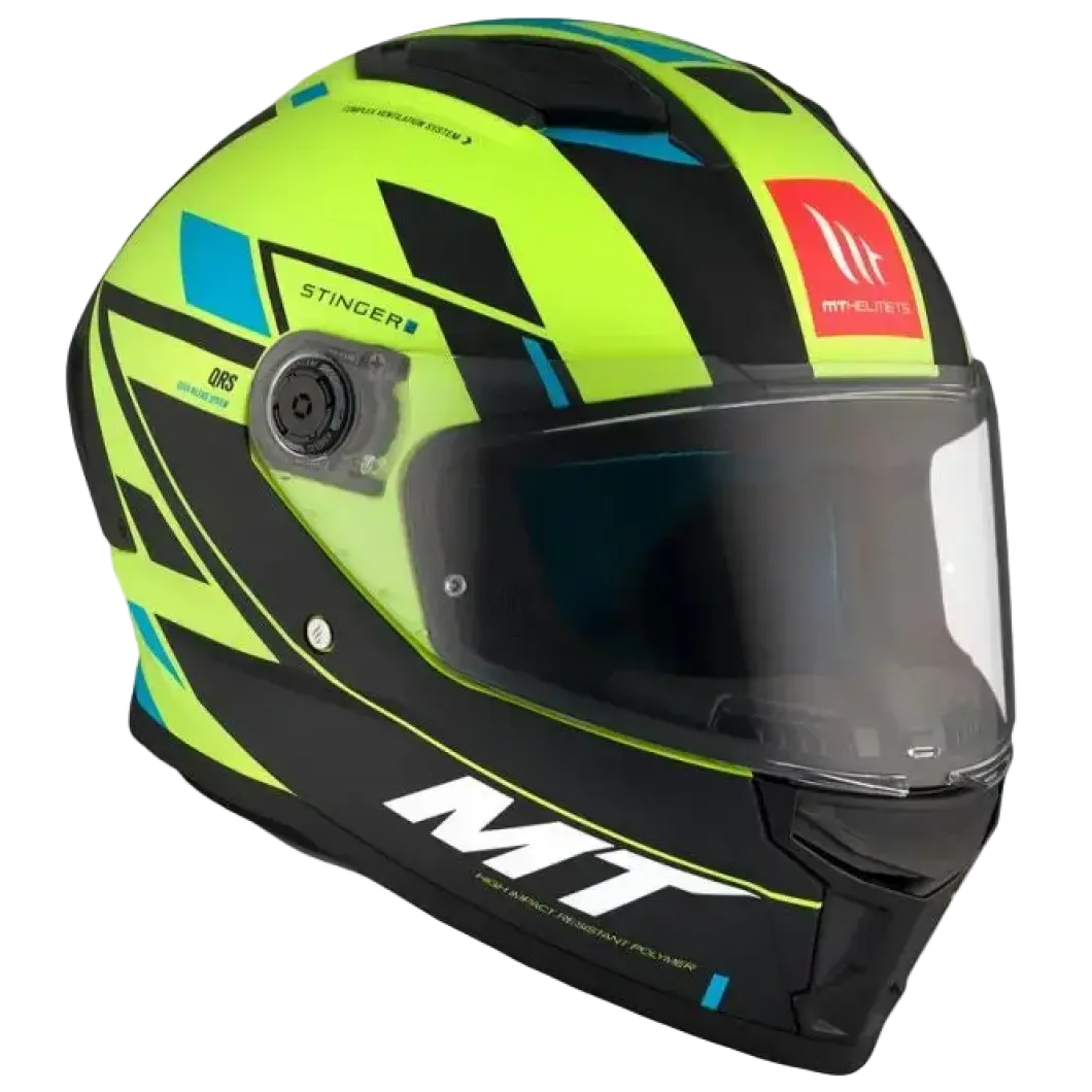 MT STINGER 2 ZIVZE C3 Matte Full Face Motorcycle Helmets Fluorescent Yellow Black