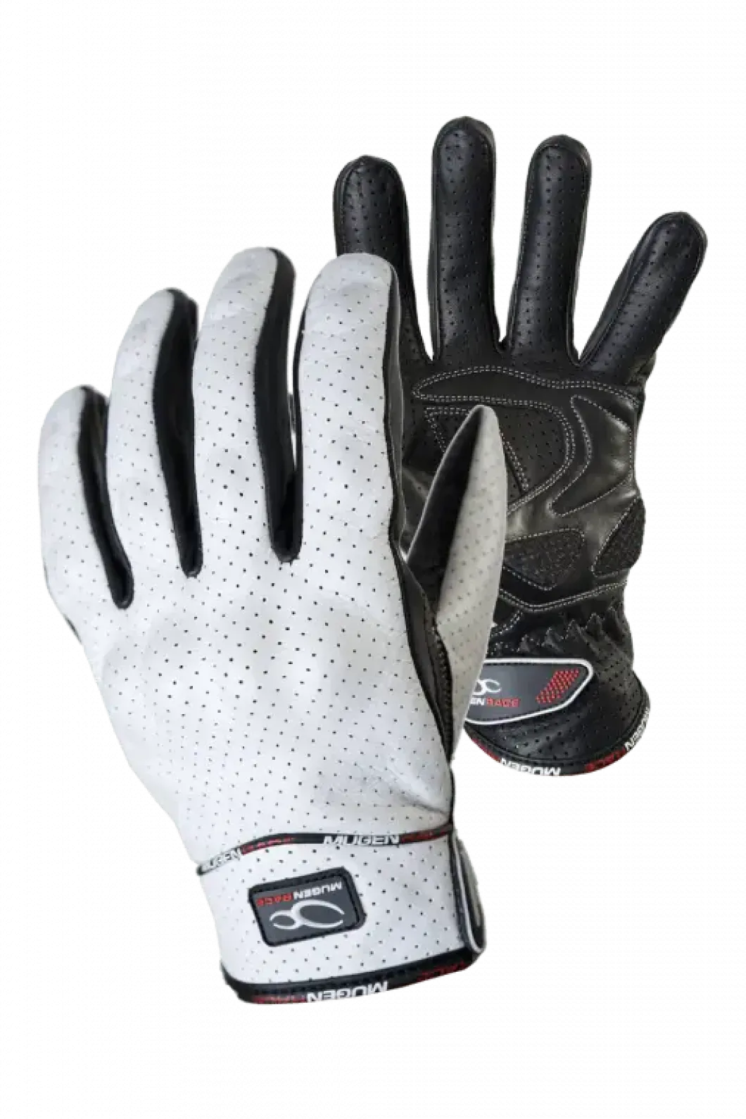 MUGENRACE AEROFLUX Motorcycle Short Leather Gloves White