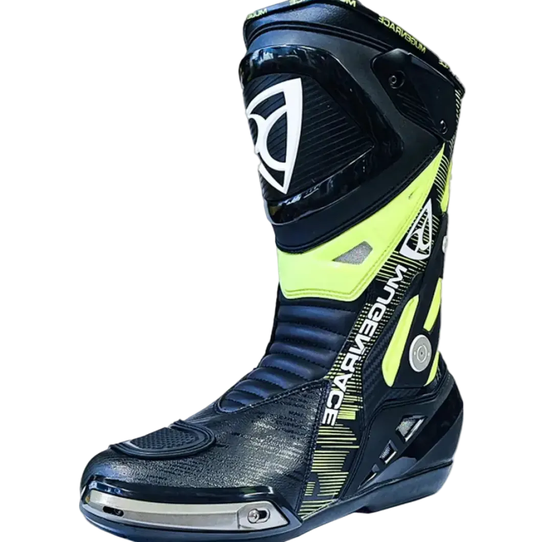 MUGENRACE BOT-MNR-2390 Phantom Plus Motorcycle Boots Black Fluorescent Yellow