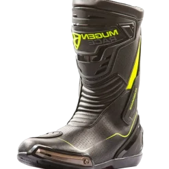 MUGENRACE BOT-MNR-2393 Sports Bike Speed ​​Boots Black Fluorescent Yellow