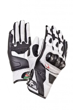 MUGENRACE FIGURATORE Short Motorcycle Leather Gloves White