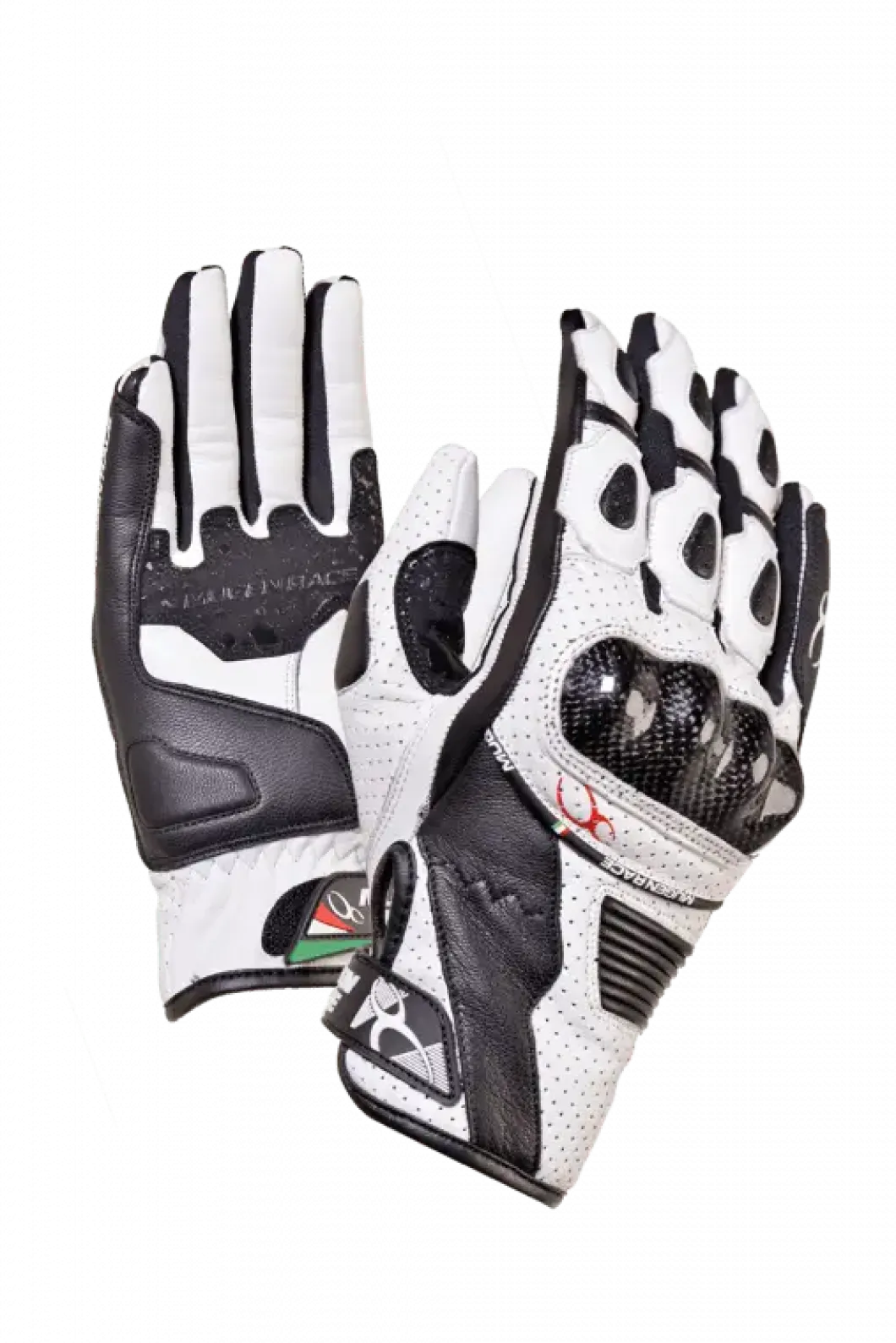 MUGENRACE FIGURATORE Short Motorcycle Leather Gloves White