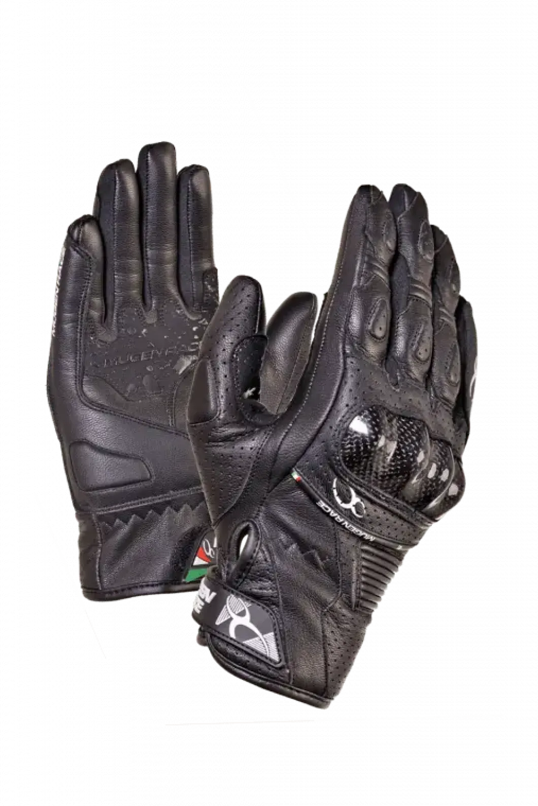 MUGENRACE FIGURATORE Short Motorcycle Leather Gloves Black