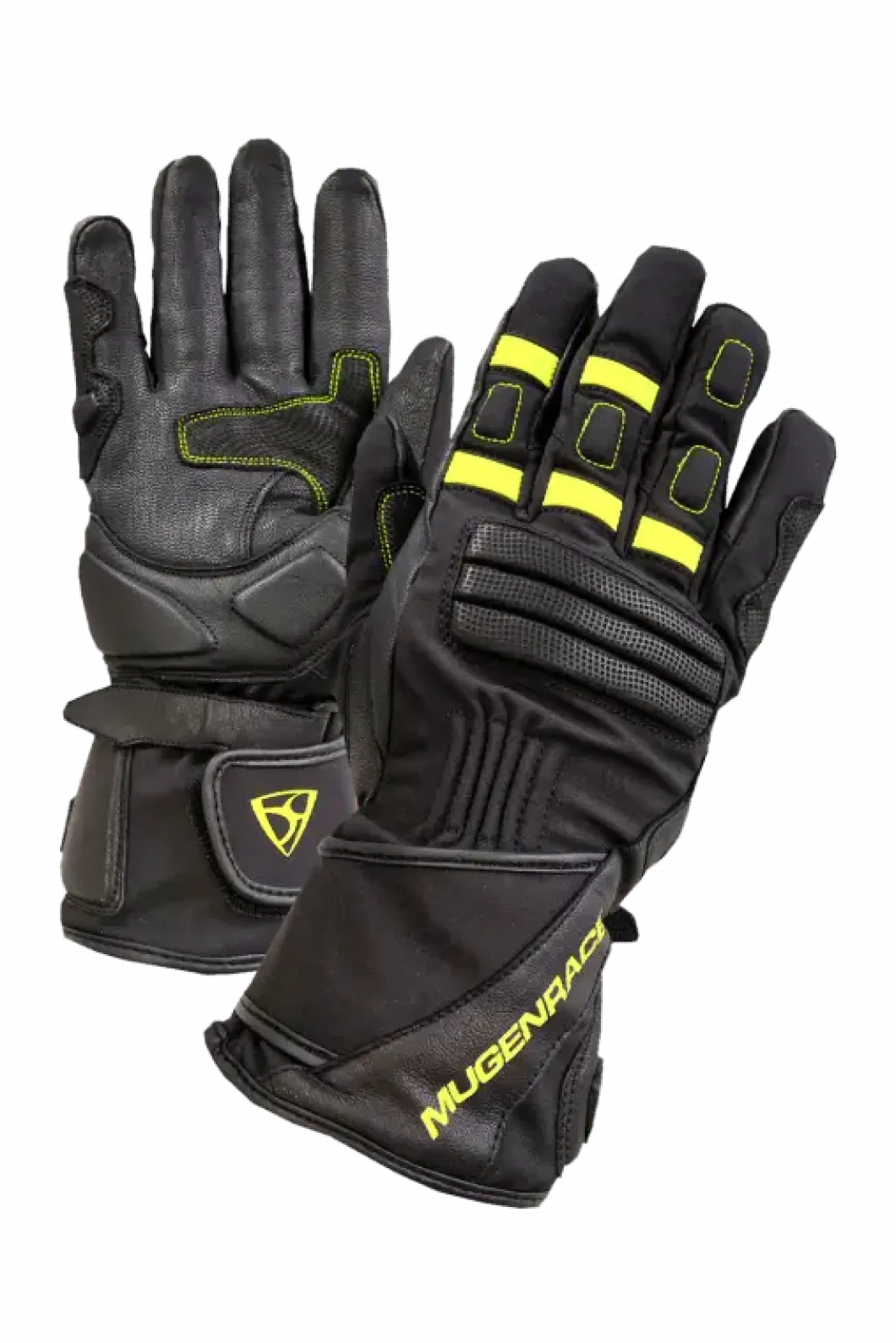 MUGENRACE FIRST WINTER Long Motorcycle Gloves Black Fluorescent Yellow