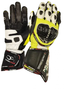 MUGENRACE G-MNR-1461 BORNEW Sports Motorcycle Leather White Neon