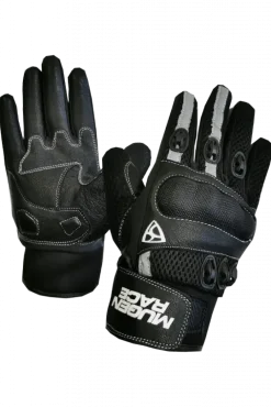 MUGENRACE G-MNR-2167 HALFY SHORT Motorcycle Gloves Black Grey