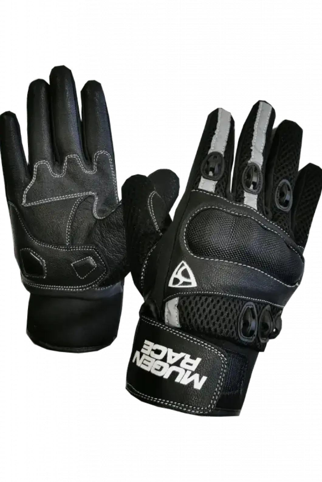 MUGENRACE G-MNR-2167 HALFY SHORT Motorcycle Gloves Black Grey